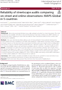 Cover page: Reliability of streetscape audits comparing on‐street and online observations: MAPS-Global in 5 countries