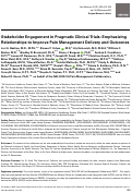 Cover page: Stakeholder Engagement in Pragmatic Clinical Trials: Emphasizing Relationships to Improve Pain Management Delivery and Outcomes