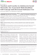 Cover page: Teachers and Coaches in Adolescent Social Networks Are Associated With Healthier Self‐Concept and Decreased Substance Use