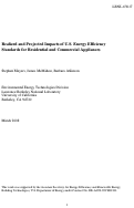 Cover page: Realized and Projected Impacts of U.S. Energy Efficiency Standards for Residential and Commercial Appliances