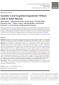 Cover page: Cystatin C and Cognitive Impairment 10 Years Later in Older Women