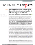 Cover page: Socio-demographic, Clinical, and Genetic Determinants of Quality of Life in Lung Cancer Patients