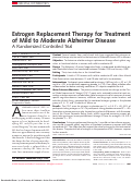 Cover page: Estrogen Replacement Therapy for Treatment of Mild to Moderate Alzheimer Disease: A Randomized Controlled Trial