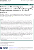 Cover page: Performance of three delignifying pretreatments on hardwoods: hydrolysis yields, comprehensive mass balances, and lignin properties