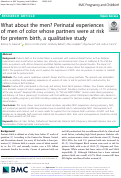 Cover page: What about the men? Perinatal experiences of men of color whose partners were at risk for preterm birth, a qualitative study