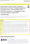 Cover page: Psychometric testing of the Functional Assessment of Cancer Therapy/Gynecologic Oncology Group—Neurotoxicity (FACT/GOG-Ntx) subscale in a longitudinal study of cancer patients treated with chemotherapy