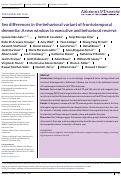 Cover page: Sex differences in the behavioral variant of frontotemporal dementia: A new window to executive and behavioral reserve