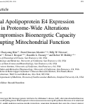 Cover page: Neuronal Apolipoprotein E4 Expression Results in Proteome-Wide Alterations and Compromises Bioenergetic Capacity by Disrupting Mitochondrial Function.