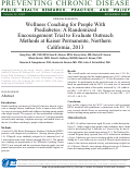 Cover page: Wellness Coaching for People With Prediabetes: A Randomized Encouragement Trial to Evaluate Outreach Methods at Kaiser Permanente, Northern California, 2013
