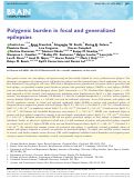 Cover page: Polygenic burden in focal and generalized epilepsies
