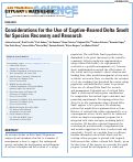 Cover page: Considerations for the Use of Captive-Reared Delta Smelt for Species Recovery and Research
