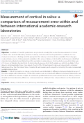 Cover page: Measurement of cortisol in saliva: a comparison of measurement error within and between international academic-research laboratories