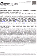 Cover page: Population Health Solutions for Assessing Cognitive Impairment in Geriatric Patients