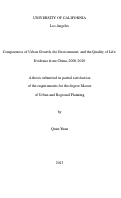 Cover page: Compactness of Urban Growth, the Environment, and the Quality of Life: Evidence from China, 2000-2010