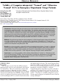 Cover page: Validity of Computer-interpreted “Normal” and “Otherwise Normal” ECG in Emergency Department Triage Patients