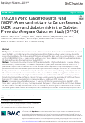 Cover page: The 2018 World Cancer Research Fund (WCRF)/American Institute for Cancer Research (AICR) score and diabetes risk in the Diabetes Prevention Program Outcomes Study (DPPOS)