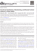 Cover page: Functional Limitations, Volunteering, and Diurnal Cortisol Patterns in Older Adults.