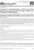 Cover page: Correlates of Successful Aging in Racial and Ethnic Minority Women Age 80 Years and Older: Findings from the Women’s Health Initiative