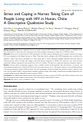 Cover page: Stress and Coping in Nurses Taking Care of People Living with HIV in Hunan, China: A Descriptive Qualitative Study
