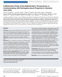 Cover page: A Multicenter Study of Key Stakeholders’ Perspectives on Communicating with Surrogates about Prognosis in Intensive Care Units