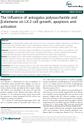 Cover page: The influence of astragalus polysaccharide and β-elemene on LX-2 cell growth, apoptosis and activation