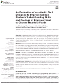 Cover page: An Evaluation of an eHealth Tool Designed to Improve College Students’ Label-Reading Skills and Feelings of Empowerment to Choose Healthful Foods