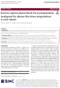 Cover page: Erector spinae plane block for postoperative analgesia for above-the-knee amputation: a case report.