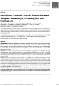Cover page: Inclusion of Cannabis Users in Alcohol Research Samples: Screening In, Screening Out, and Implications