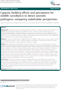 Cover page: Capacity building efforts and perceptions for wildlife surveillance to detect zoonotic pathogens: comparing stakeholder perspectives