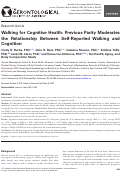 Cover page: Walking for Cognitive Health: Previous Parity Moderates the Relationship Between Self-Reported Walking and Cognition.