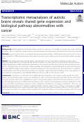 Cover page: Transcriptomic metaanalyses of autistic brains reveals shared gene expression and biological pathway abnormalities with cancer