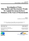 Cover page: Investigation of Noise, Ride Quality and Macrotexture Trends for Asphalt Pavement Surfaces: Summary of Six Years of Measurements