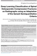 Cover page: Deep Learning Classification of Spinal Osteoporotic Compression Fractures on Radiographs using an Adaptation of the Genant Semiquantitative Criteria