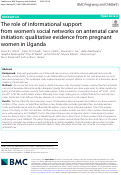 Cover page: The role of informational support from women’s social networks on antenatal care initiation: qualitative evidence from pregnant women in Uganda