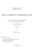 Cover page: Essays on Welfare in a Disinformation Age