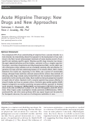 Cover page: Acute Migraine Therapy: New Drugs and New Approaches
