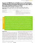 Cover page: Impact of MRI Protocol Adherence on Prediction of Pathological Complete Response in the I-SPY 2 Neoadjuvant Breast Cancer Trial