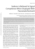 Cover page: Sadness Is Believed to Signal Competence When Displayed With Passionate Restraint