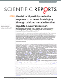 Cover page: Linoleic acid participates in the response to ischemic brain injury through oxidized metabolites that regulate neurotransmission