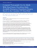 Cover page: Computed Tomography Use for Adults With Head Injury: Describing Likely Avoidable Emergency Department Imaging Based on the Canadian CT Head Rule