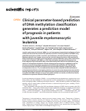 Cover page: Clinical parameter-based prediction of DNA methylation classification generates a prediction model of prognosis in patients with juvenile myelomonocytic leukemia