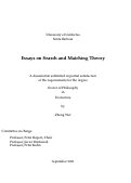 Cover page: Essays on Search and Matching Theory