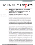 Cover page: Mathematical models of human mobility of relevance to malaria transmission in Africa