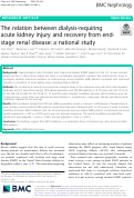 Cover page: The relation between dialysis-requiring acute kidney injury and recovery from end-stage renal disease: a national study
