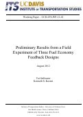 Cover page: Preliminary Results from a Field Experiment of Three Fuel Economy Feedback Designs