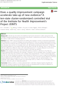 Cover page: Does a quality improvement campaign accelerate take-up of new evidence? A ten-state cluster-randomized controlled trial of the IHI’s Project JOINTS
