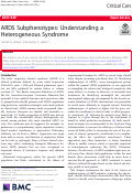 Cover page: ARDS Subphenotypes: Understanding a Heterogeneous Syndrome