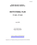Cover page: Institutional Plan FY 2001-2005