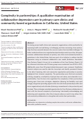 Cover page: Complexity in partnerships: A qualitative examination of collaborative depression care in primary care clinics and community‐based organisations in California, United States
