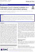 Cover page: Pathogenic Cav3.2 channel mutation in a child with primary generalized epilepsy